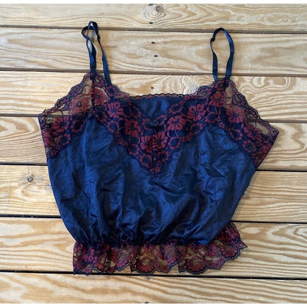 Ashley Taylor Navy and Burgundy Floral Lace Camisole